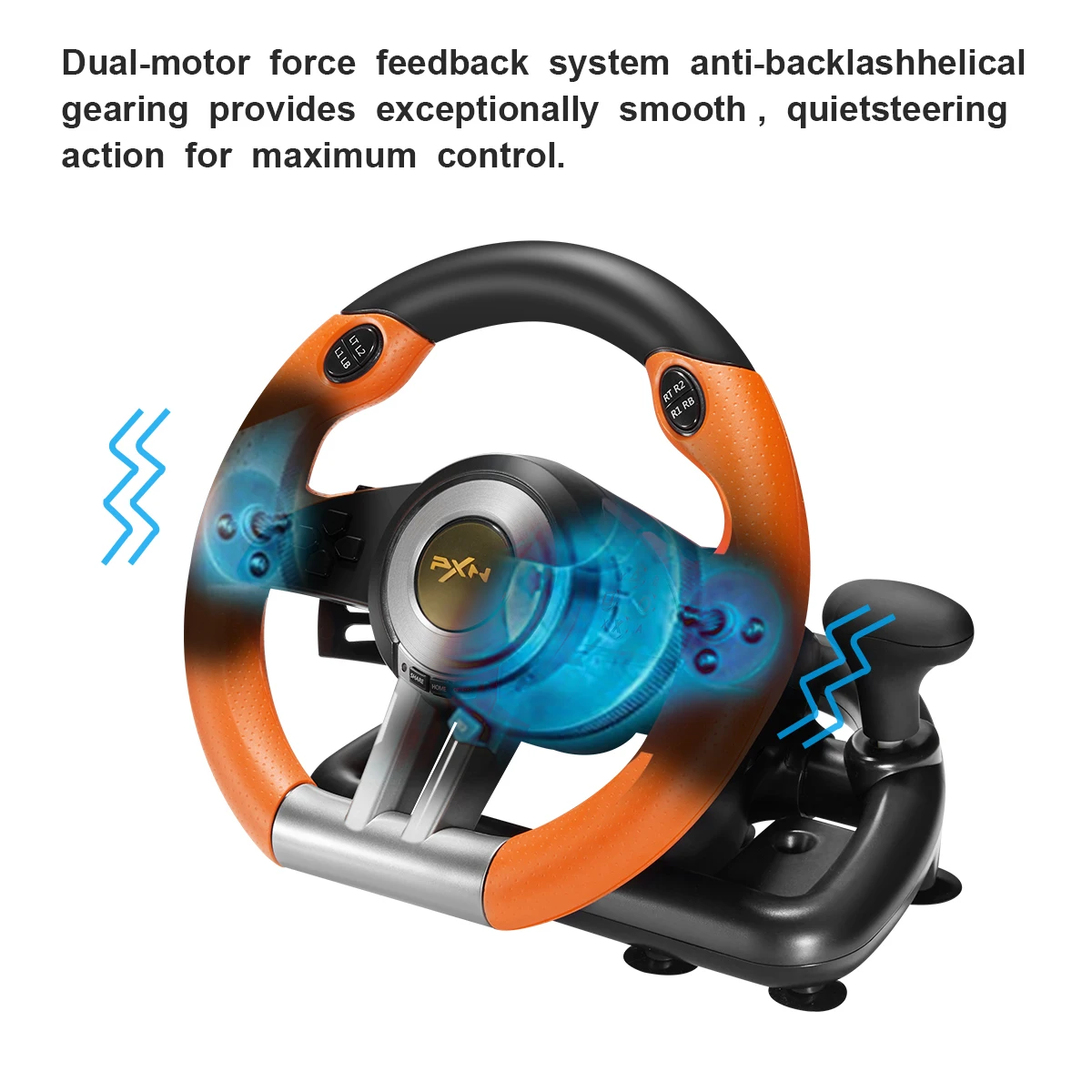 Gaming Steering Wheel for XBOX 360, for PS3, for PS2, 180° Rotation  Vibration Game Racing Wheel with Pedals, USB PC Steering Wheel with Suction  Cups