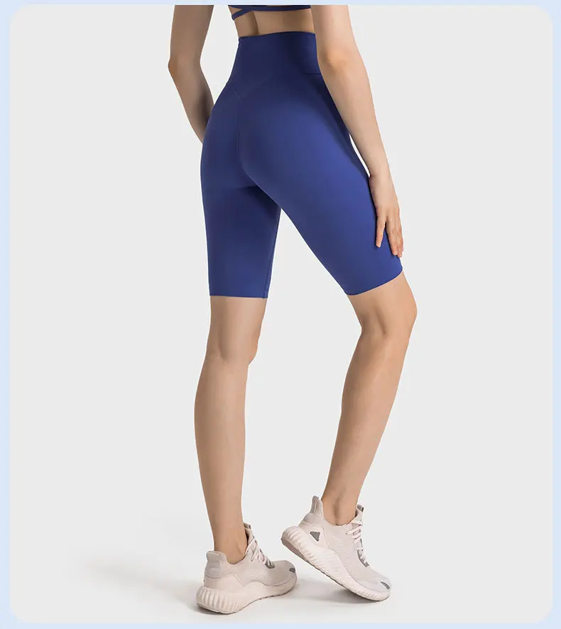 Lulu No Camel Toe celana pendek wanita, celana legging Gym latihan perut  angkat perut pinggang tinggi saku samping, celana Biker jari kaki 2024