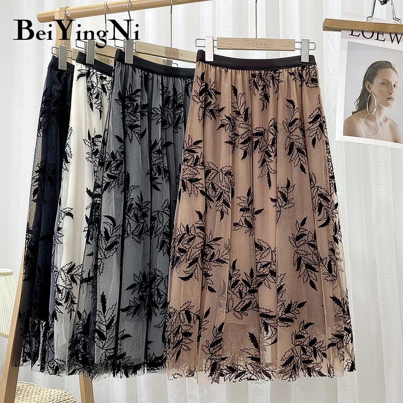 Woman Luxury Butterfly Embroidery A-line Skirt Mesh Lining Casual Fashion  Kawaii High Waist Midi Skirts Womens - Buy Black Skirts,Skirts For  Womans,Faldas Female Product on 