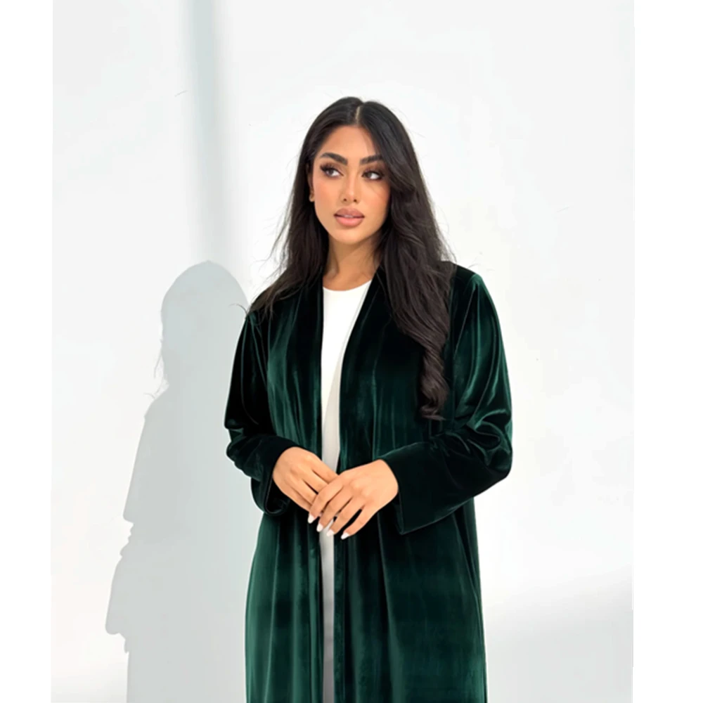 Abaya 2025 France Spring Ramadan Eid Open Floral Purple Kimono Vtement Femme Musulmane Velvet Abaya