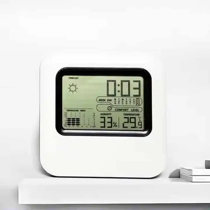 Portable Weather Station Indoor Outdoor Temperature Humidity Memory Function Digital Lcd Screen Display Smart Alarm Table Clock