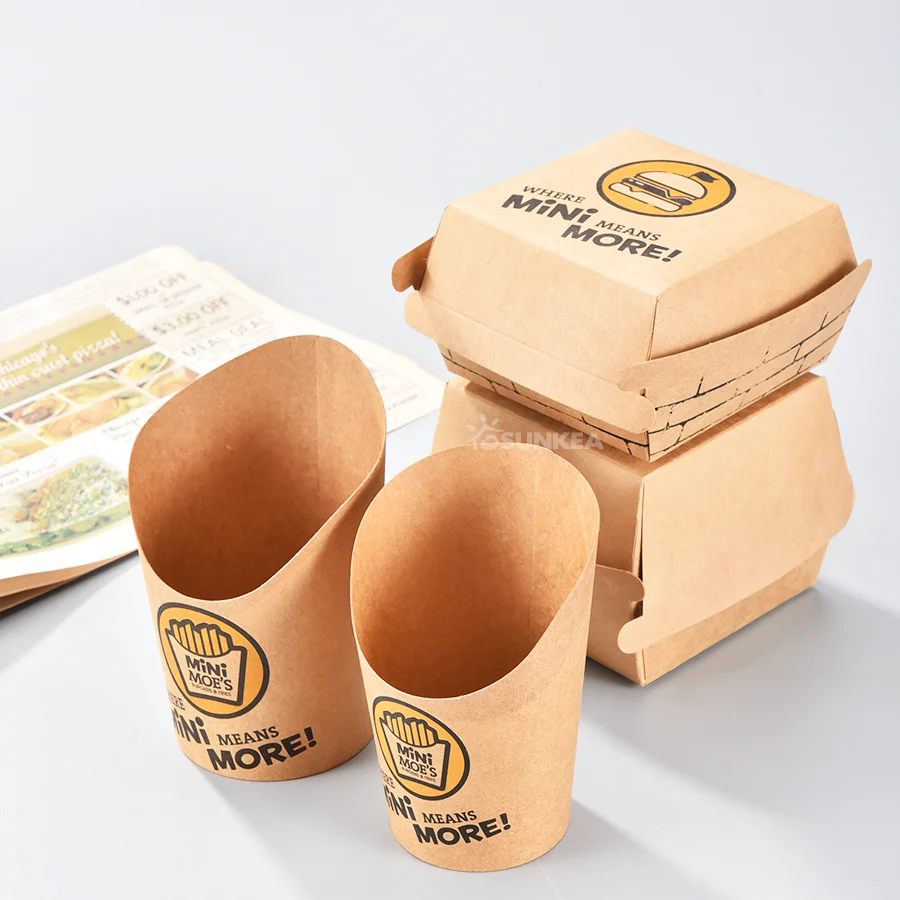 Factory Wholesale Disposable Food Grade Cardboard Hamburger Customized Size Printing Kraft Paper Burger Packaging Box
