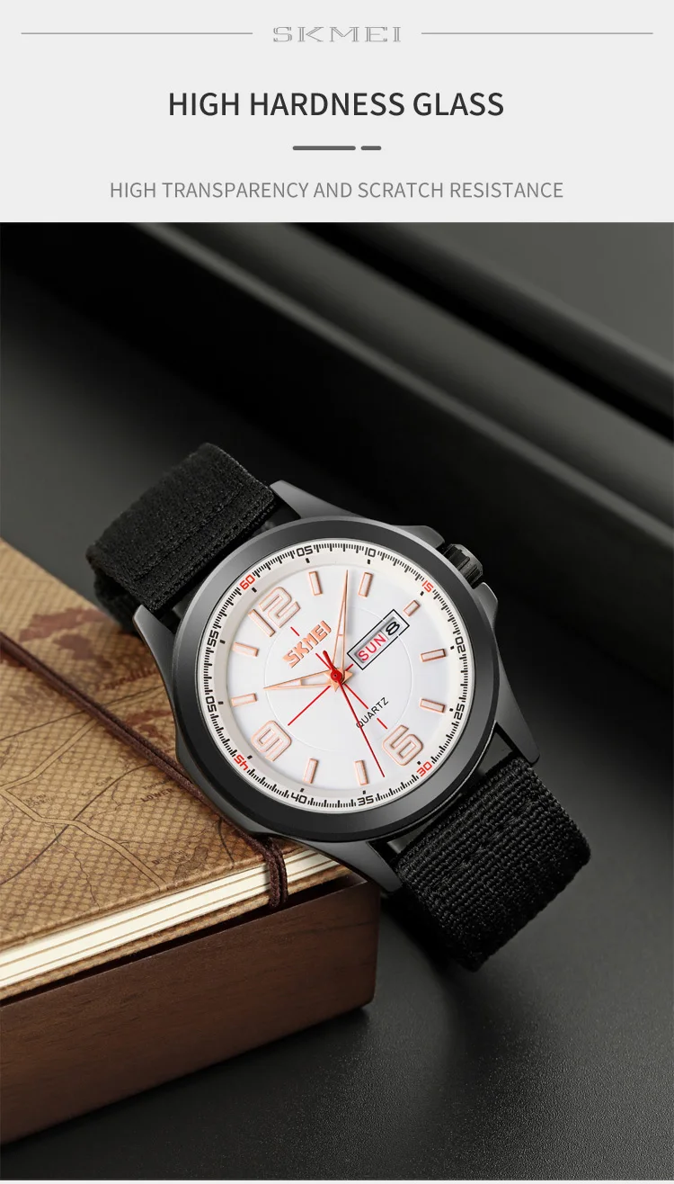 Мужские кварцевые часы с нейлоновым ремешком, 9315