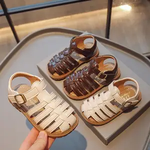 Outside Leather Slides Custom logo Korean Shoes Children Sandals