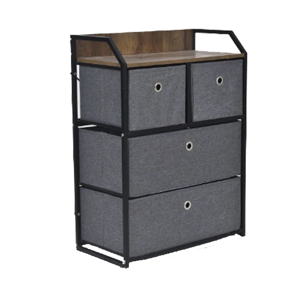 Fabric Storage Cabinet 4 Drawer Fabric Dresser Organizer Vertical Storage Tower Units with Steel Frame