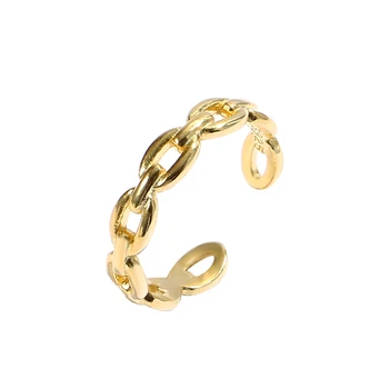 Minimalist fashion Women Jewellery 925 Sterling Silver knot cable adjustable rings gold plated