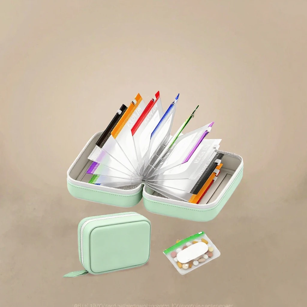 Portable Waterproof Food Grade Silicone Storage Bag with 14 Removable Color-Coded Pouches Travel Organizer