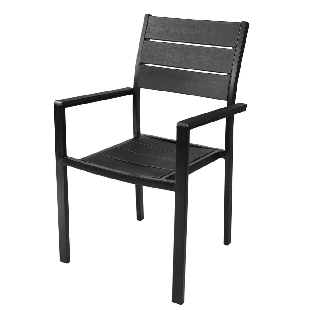New Classic Portable HDPE Top With Metal Frame Outdoor Garden Living Room Plastic  Chair in Wooden Look