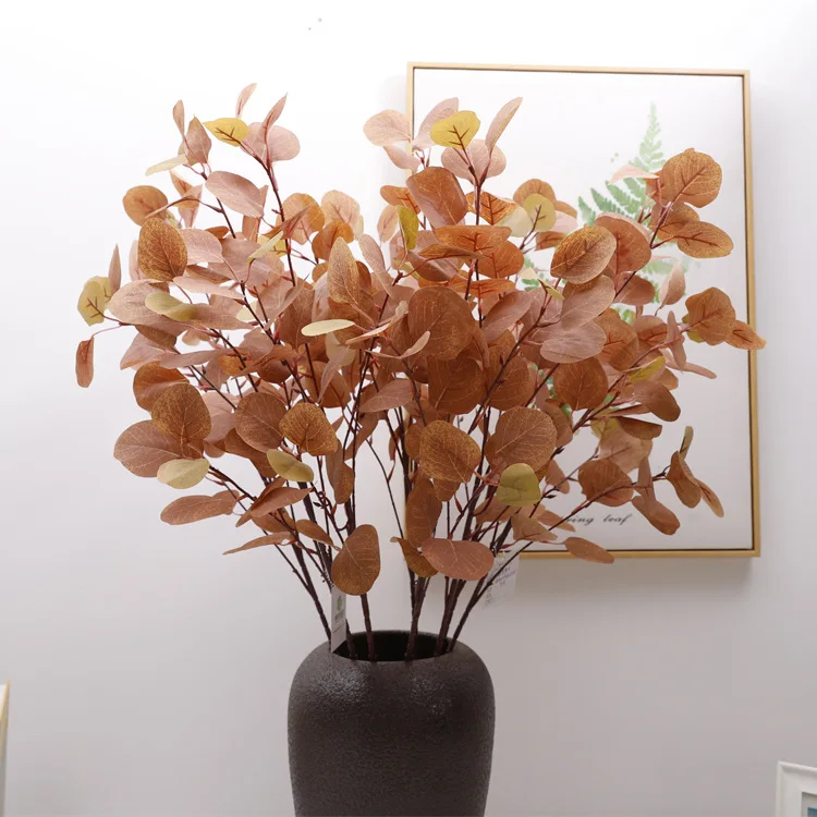 Wholesale Artificial Silk Eucalyptus Stem Branch Plastic Leaves Bouquet ...