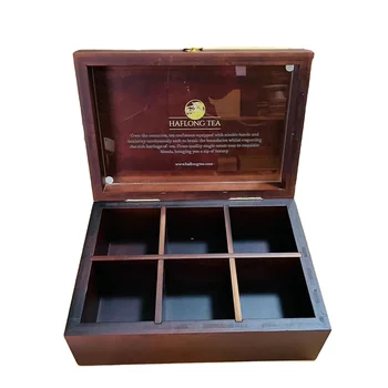 Retro dark color bamboo and wooden gift box with tea coffee jewellery or memory