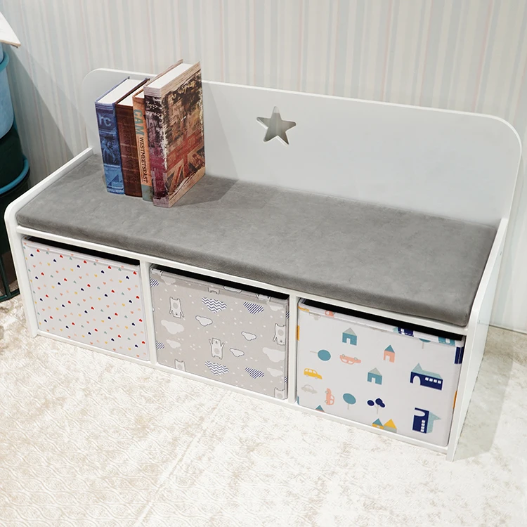 Custom Living Room Furniture Wooden Children’s Stool Seat Cushion Shoe Bench With Storage