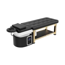 Modern Oval Hair Washing Spa Massage Tub Eco-friendly Commercial Use Stainless Steel Gold-Plated PU Leather Black Digital 10