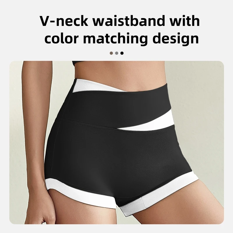 product hot selling summer blocked casual sports fitness high elastic nude waist shorts running anti exposure yoga pants leggings-58