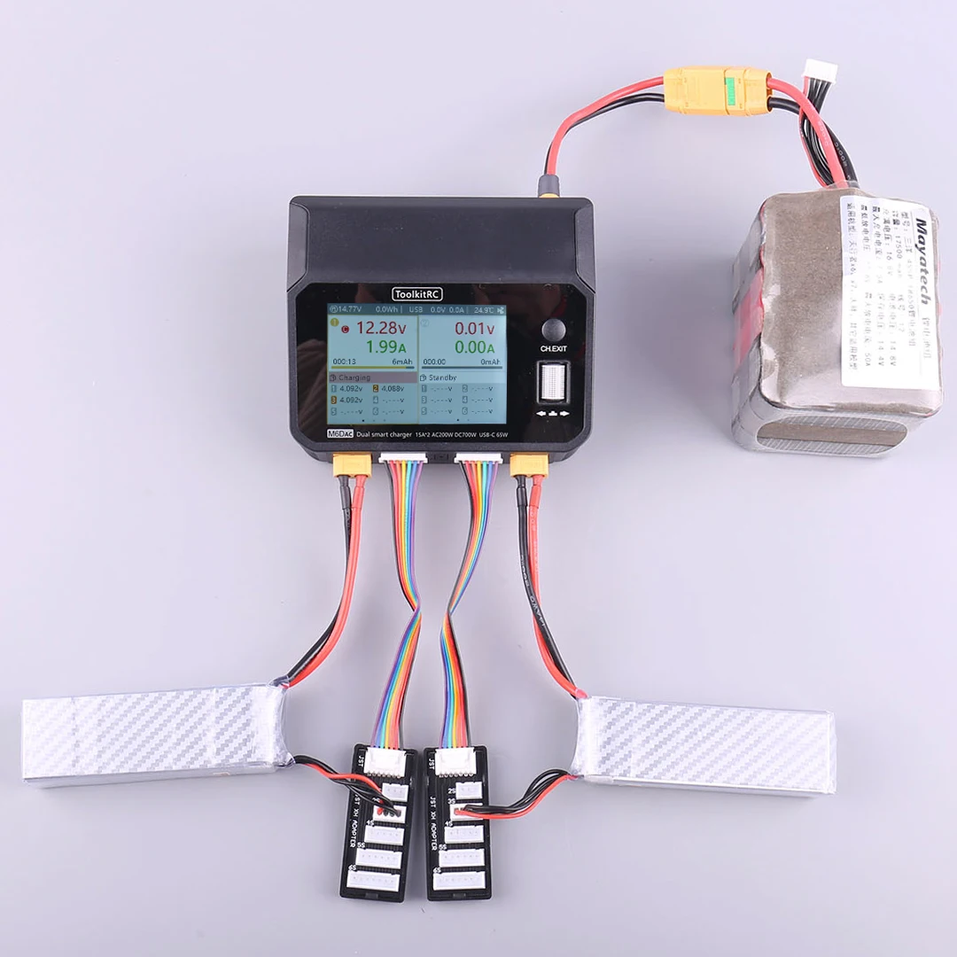 XBERSTAR Chargeur LiPo ToolkitRC M6D – Double Canal 500W 15A – Balance Pour 1-6S – FPV & Modélisme