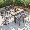 6 chaises + table de barbecue foncée de 150 cm