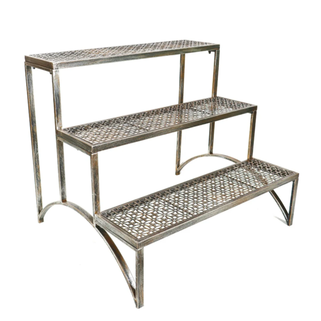 Outdoor Metal Garden 3-tier Wire Stair-step Plant Stand Corner ...