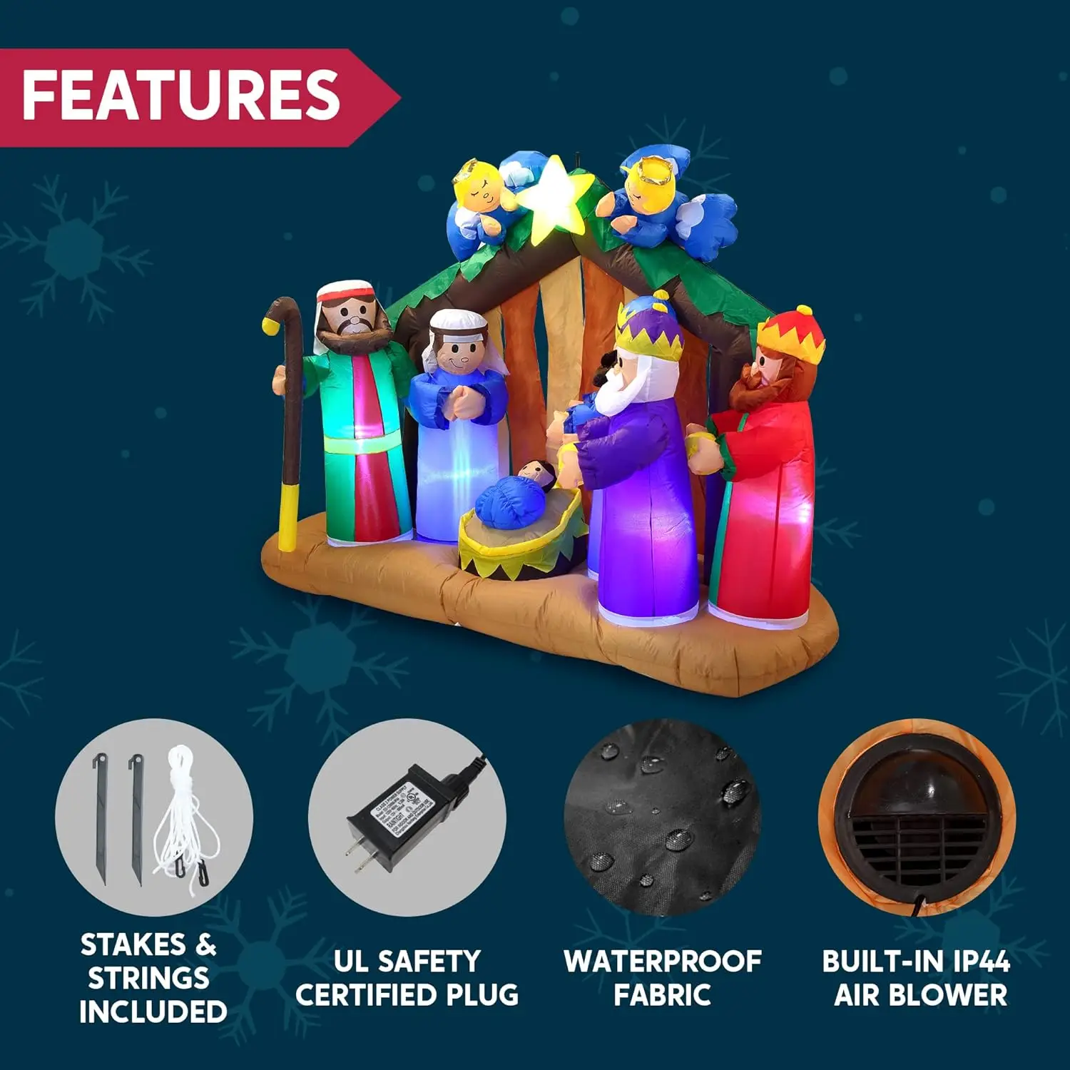 Customized Outdoor Nativity Scene with Angels Christmas Inflatable Decoration for Yard Lawn Custom Christmas Decorations