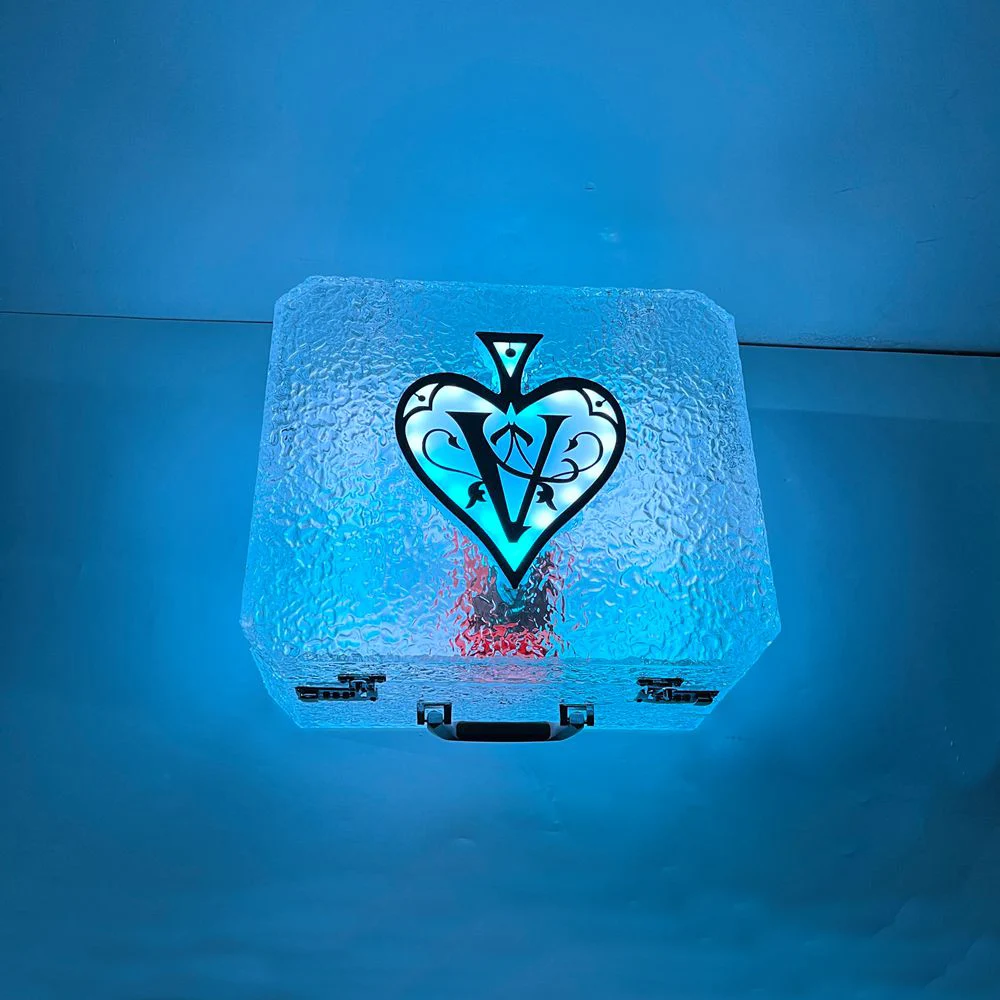 Colorful Ace of Spades 3 Bottles LED champagne Box Suitcase LED Bottle Presenter Display VIP Glorifier Carry case for Party bar
