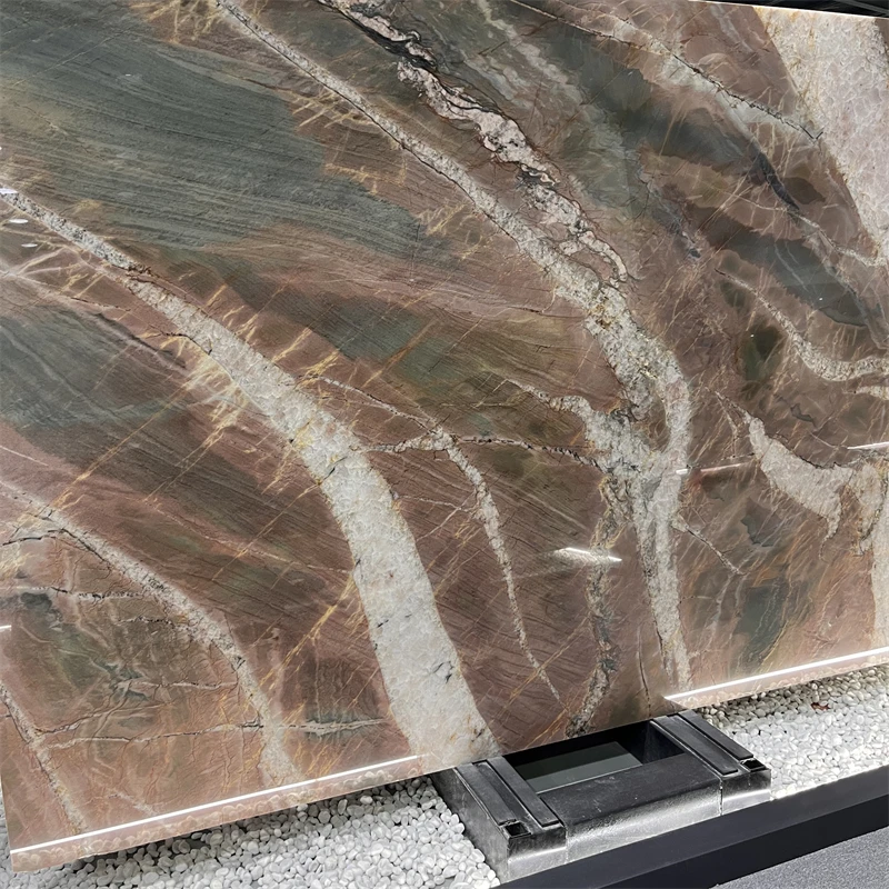 Tabulae quartzitis Volupia naturalis luxuriosae ad ornatum fundi, tegulae parietales quartzitis Pandora rubrae