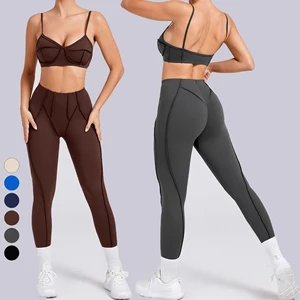 Women's Sports Wear Elastic Waist High Support Yoga Bra Quick Dry Gym Fitness Sets Soft Fabric Breathable for Outdoor Training