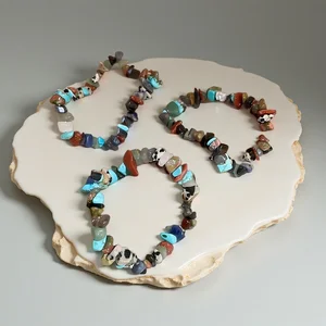 Muxcor Colored Natural Stones Beaded Bracelet Charm Fashion Three-piece Bracelets Classic Trendy Fashion Jewelry for Women Girls