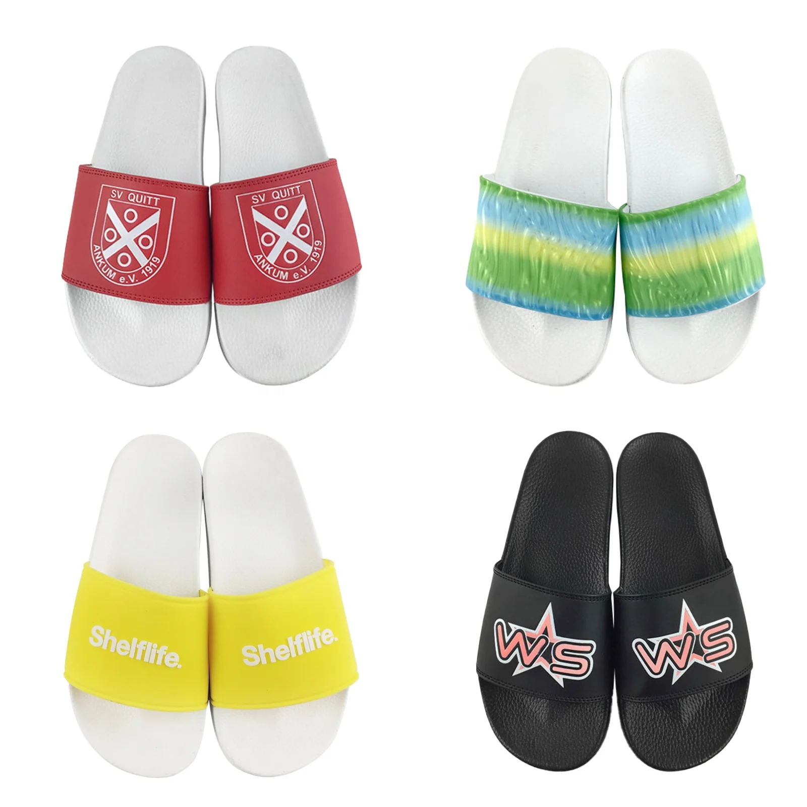Greatslides Plain Slide Sandals Slider,Blank Womens Slide Sandals Vendor,Custom Designer Print Slides With 3D Embossed Logo