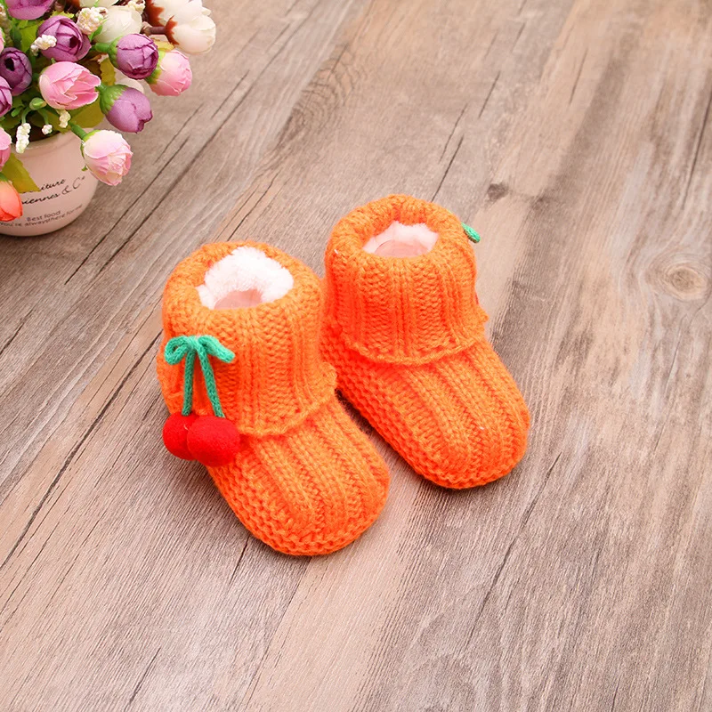 New design winter warm fleece double layer newborn baby crochet shoes