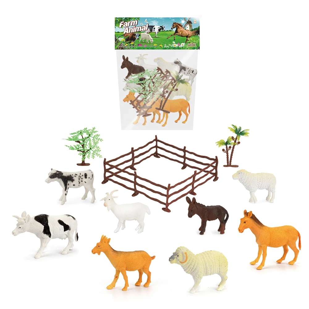 Details about   Farm Animals Toy Plastic Model Figures Cow Bull Goat Sheep Horse Donkey