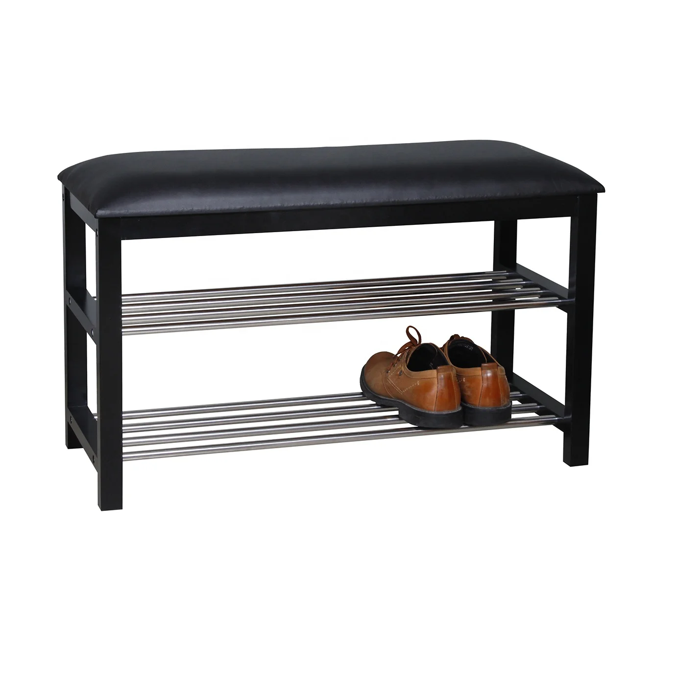 Indoor Metal Bench With White And Black Pu Cushion Buy Indoor Metal Bench With White And Black Pu Cushion