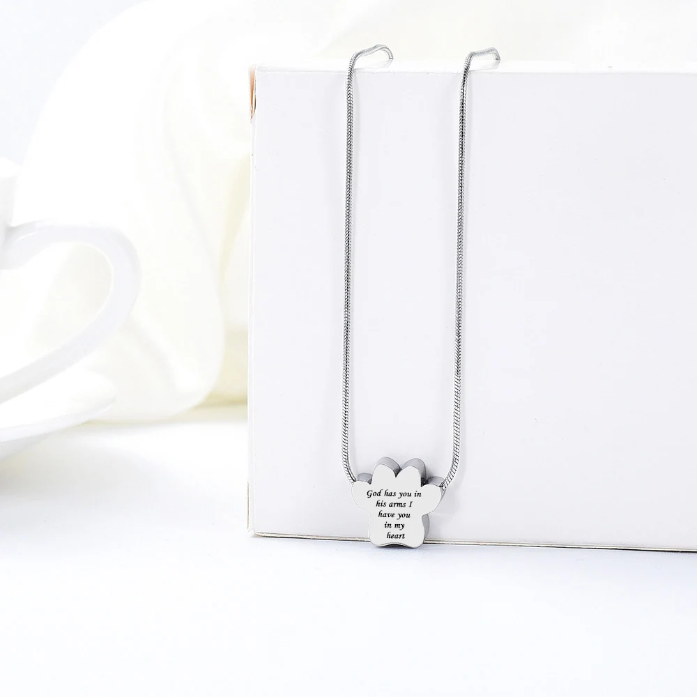 Cremation jewelry cat paw stainless steel urn necklace to commemorate pets / relatives seven styles of optional aluminum urns