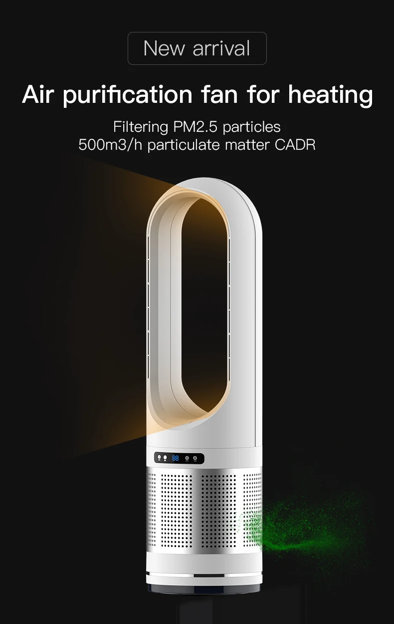 Tower Fan Bladeless Heating and Cooling Fan With HEPA Filter Remote Control Leafless Fan Safety for Child