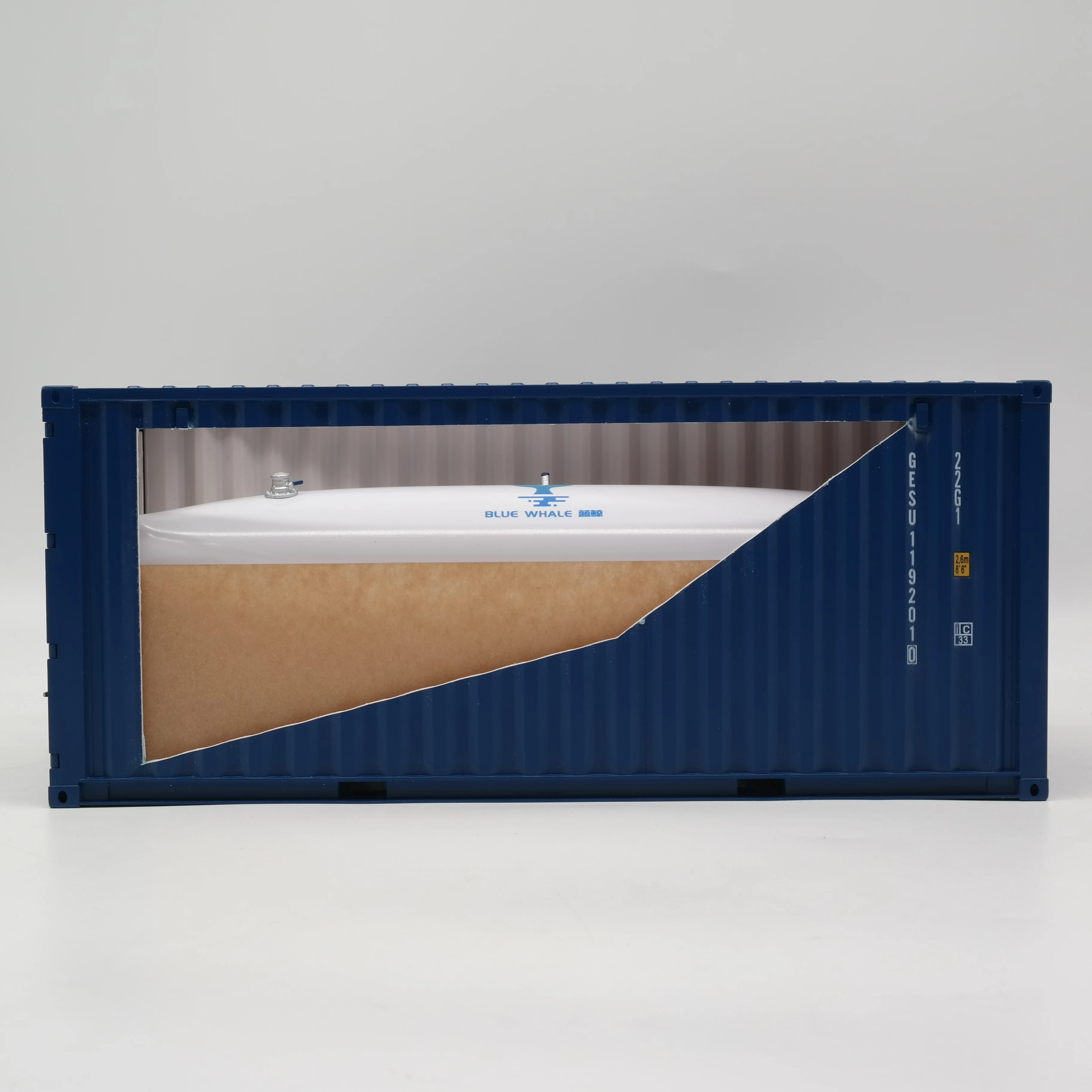 【A】Customizable 20GP Shipping Container Box Freight forwarder gift 1:20 Scale Plastic Crafts BLUE WHALE Flexitank Container Model