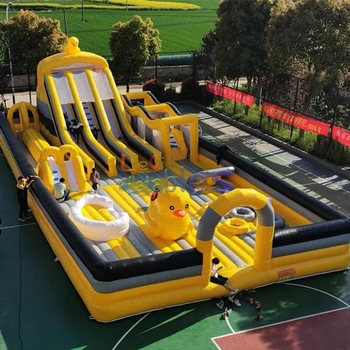 customized size customized shape inflatable yellow duck obstacle hot sale inflatable yellow duck combo obstacle for outdoor