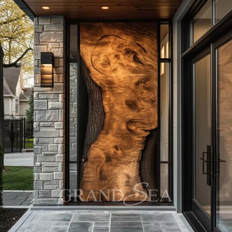 2025 Latest Designs Hign End Villa Wooden 3D Carving Design Exterior Pivot Front Main Entrance Door