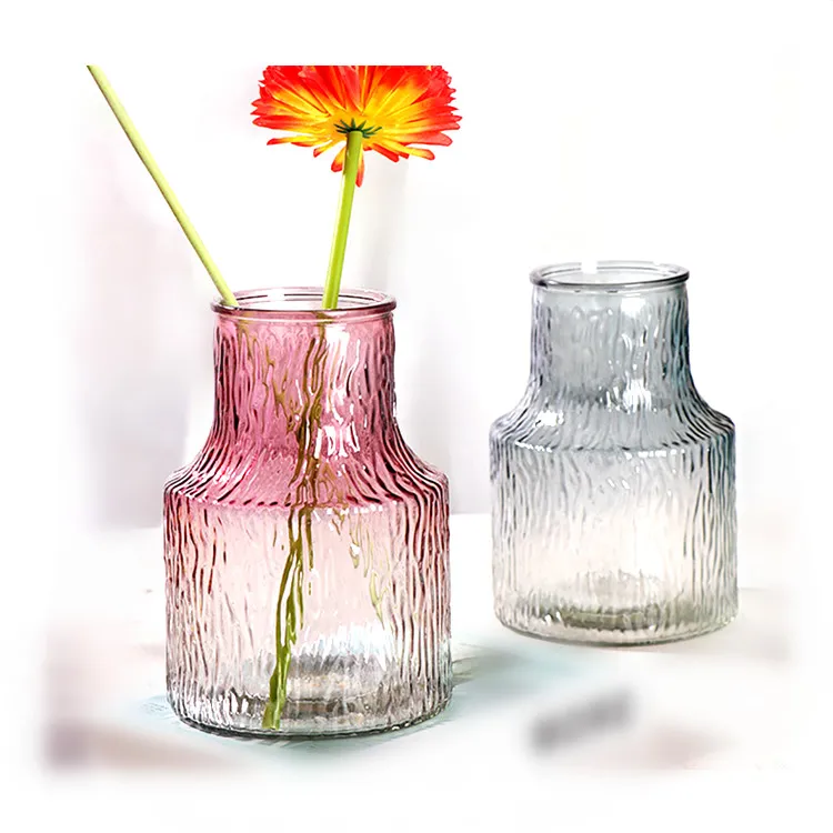 Colorful Sliver Modern Vintage Blue Glass Vase for Home