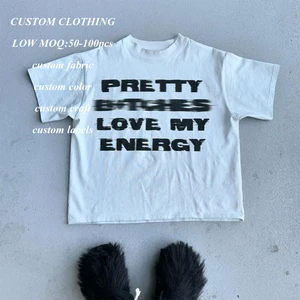 manufacturer oem thick cotton short sleeve heavyweight t-shirt custom oversized fit men screen printing white graphic t shirts