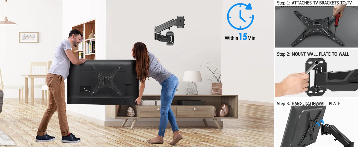 Mountup 2655 Inch Tv Bracket Gas Spring Full Motion Height Adjustable