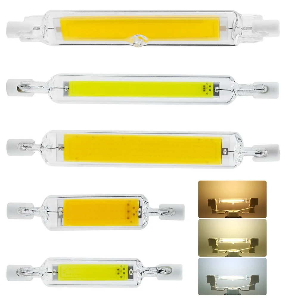 Ultra Bright  R7S LED Bulb Dimmable Glass Tube Light COB 6W 12W 25W 78mm 118 