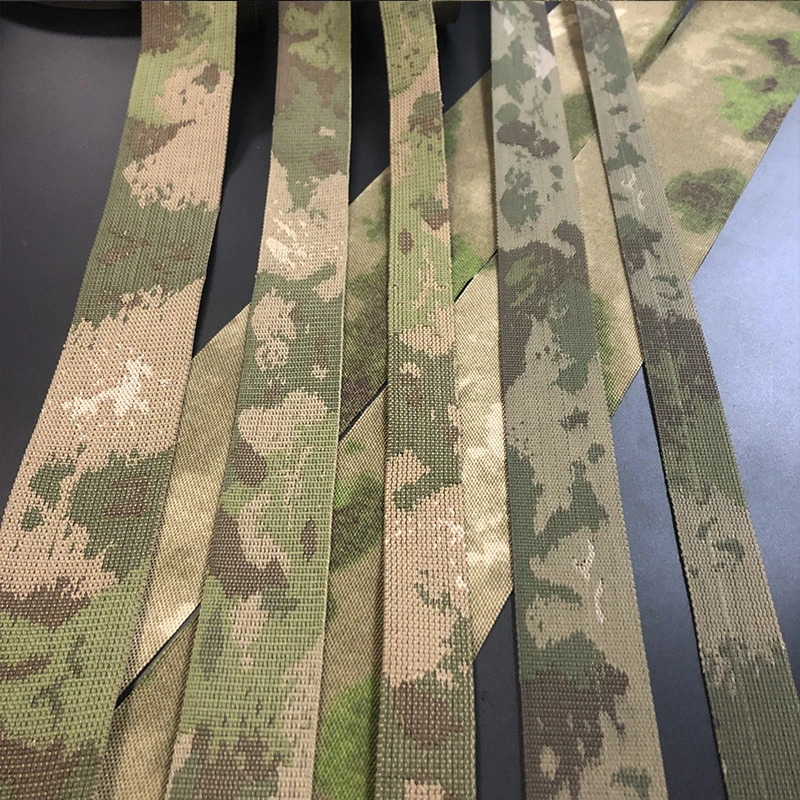Nylon Polyester Atac Multicam Camouflage Webbing for Backpack Camo Milspec Printed Jacquard 25mm 38mm 50mm Printed Elastic Fig