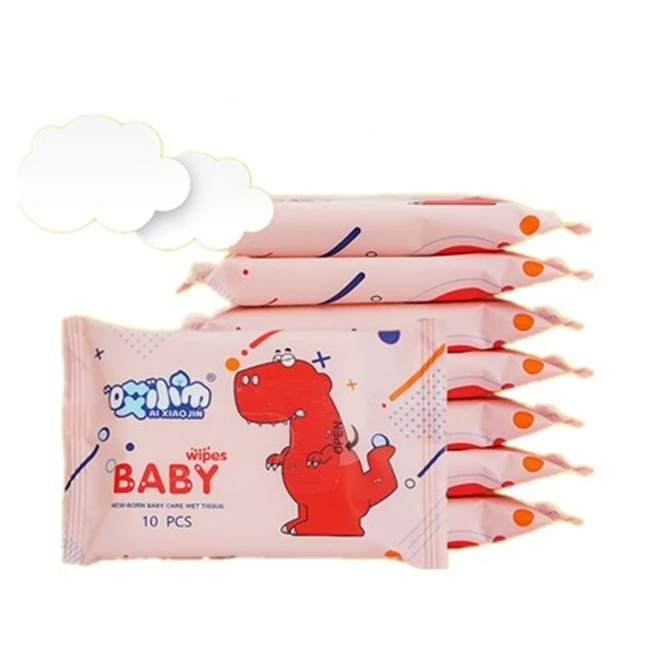 Hitzeschutz 10 Stück Fabrik individuelle Logo weiche nicht reizende Feuchttücher für Säuglinge umweltfreundliche Babyhand-Mund-Nase-Feuchttücher