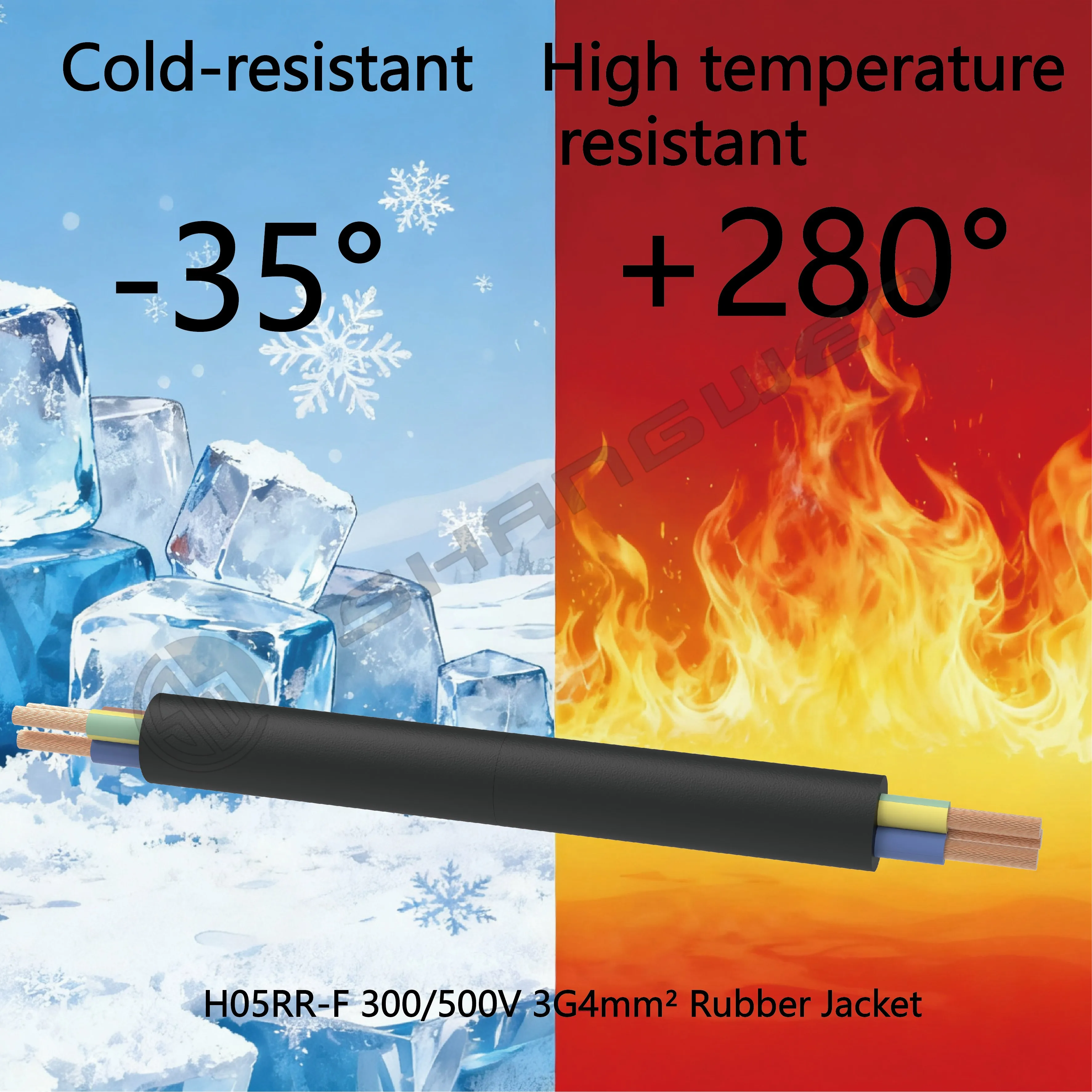 3*4mm² 300/500V VDE Bare Copper Core Cable H05RR-F 3 Core Power Cable 4mm Electric Cable 300/500 Voltage Ratin Rubber Cable