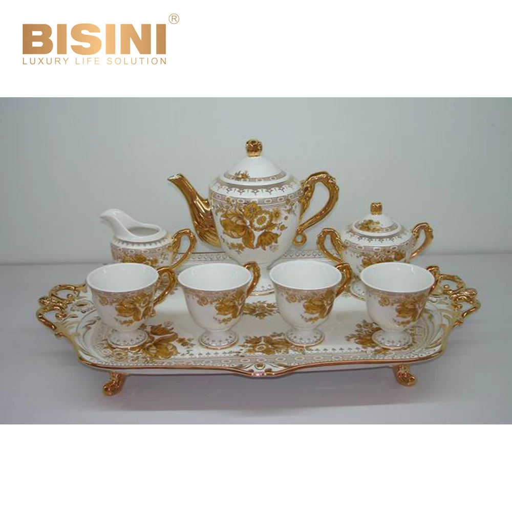 gold plated porcelain tea set