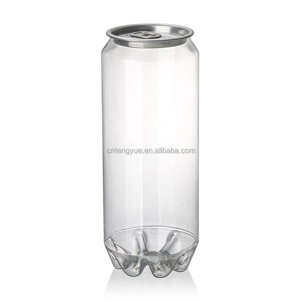저렴한 도매 맞춤형 로고 PET 캔 250-700ML 식품 등급 투명 용기 (주스, 탄산음료용), 알루미늄 밀봉 뚜껑 포함 ...