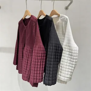 Miyake Pleated Jacket 2025 New Winter Jacket Women's Cotton Coat Zipper Top Solid Color Long-sleeved Jacket Factory Direct