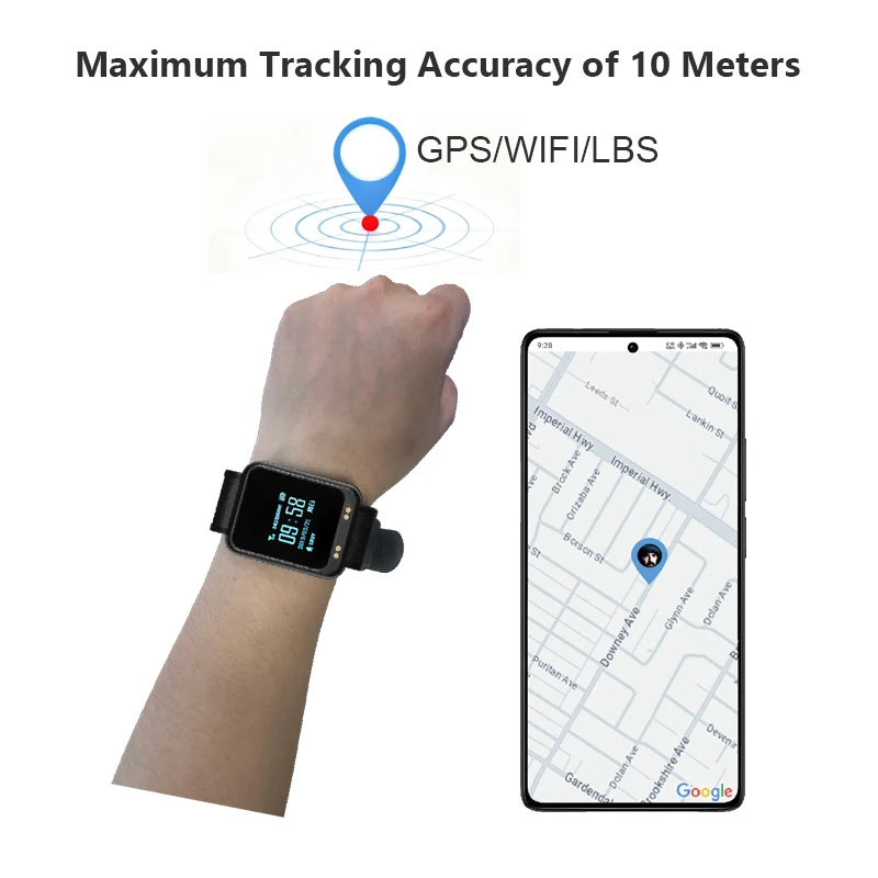 Xexun Wrist Gps tracker 4G Wearable Bracelets IP68 Tamper Proof Bracelet GPS Tracker for Prisoner with Power Bank