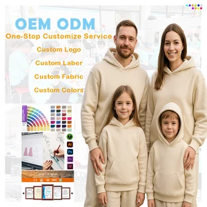 Custom Family Matching Outfits Winter Cotton Tracksuits Children Plain Clothes Pullover Hoodies Kids Boys Girls Sweatsuit Sets