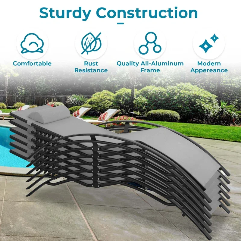 Leisure Outdoor Furniture Garden Patio Sun Lounger Chaise Lounge Potable Set Aluminum Fabric Swimming Pool supplier