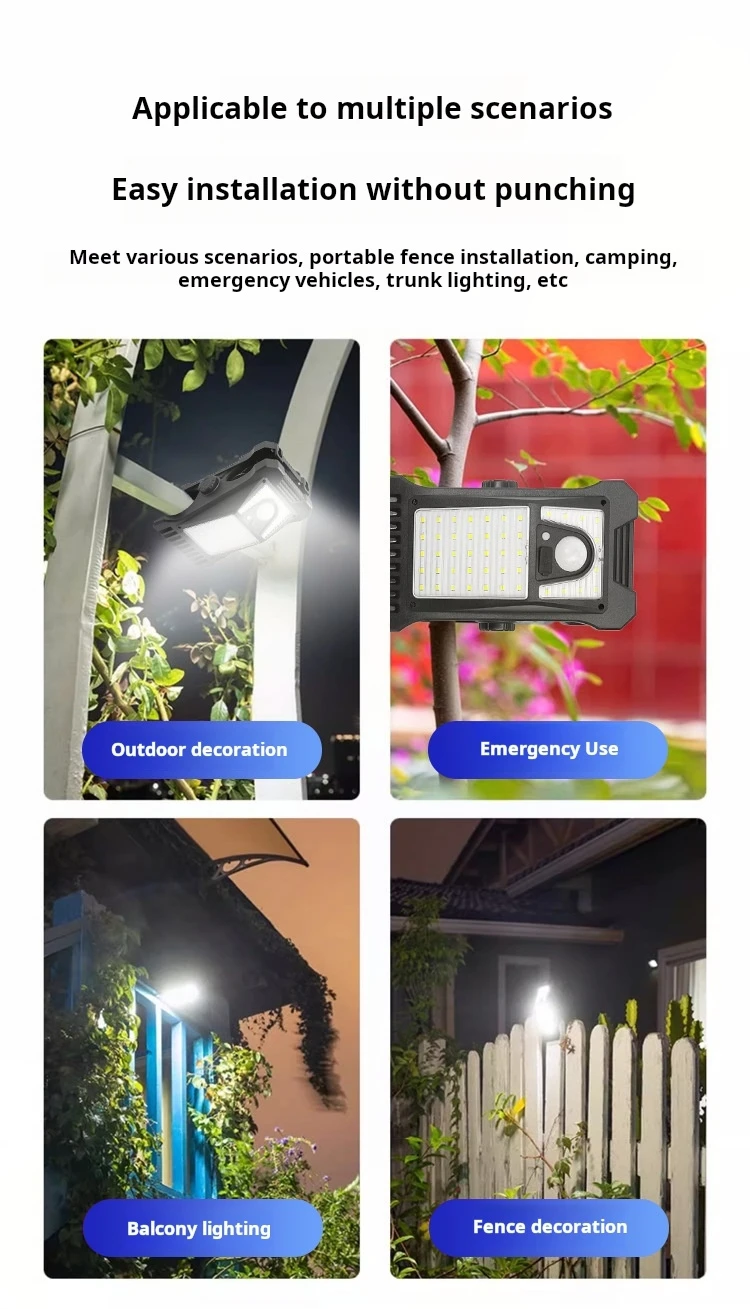 Wholesale Solar LED Portable COB Clip Lights with Body Sensing Wall Lights for Outdoor Garden Terrace Courtyard Lighting