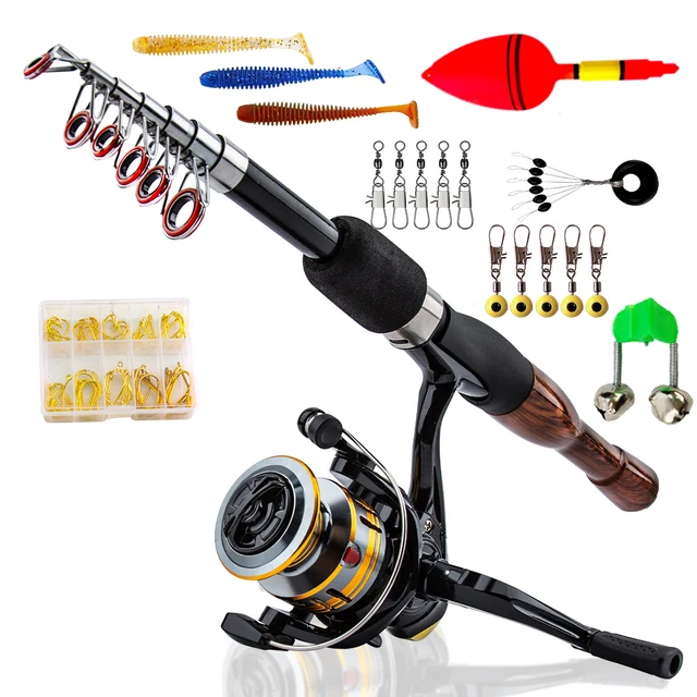 Outdoor Fishing Rod Reel Combos Bait Gear Set Lure Rod 12 +1 Spinning Reel Sea Rod Carbon Fiber Telescopic Fishing Pole Kit