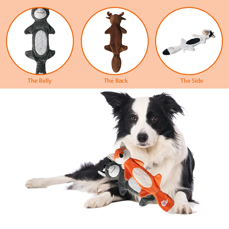 D King No Stuffing Plush Other Pet Toys Interactive Soft Chew Squeaky No Stuffing Dog Toys With